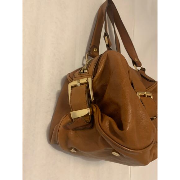 Michael Kors Classic Leather Shoulder Bag Brown with Gold Buckle & Logo - Picture 2 of 12